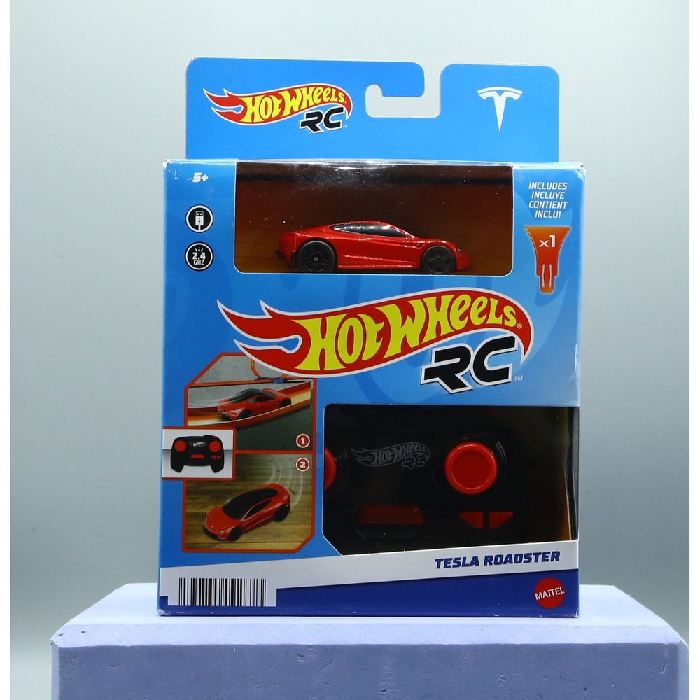 Hot Wheels RC Tesla Roadster 1:64 Scale Remote Control Car Red Mattel GWB95